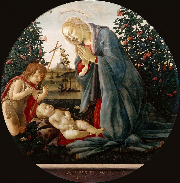 Мадонна с юным Иоанном Крестителем, поклоняющиеся Младенцу Христу картина