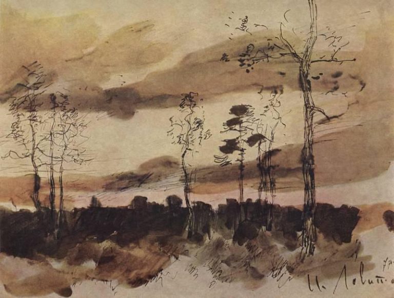 Закат. Опушка леса. 1900 картина