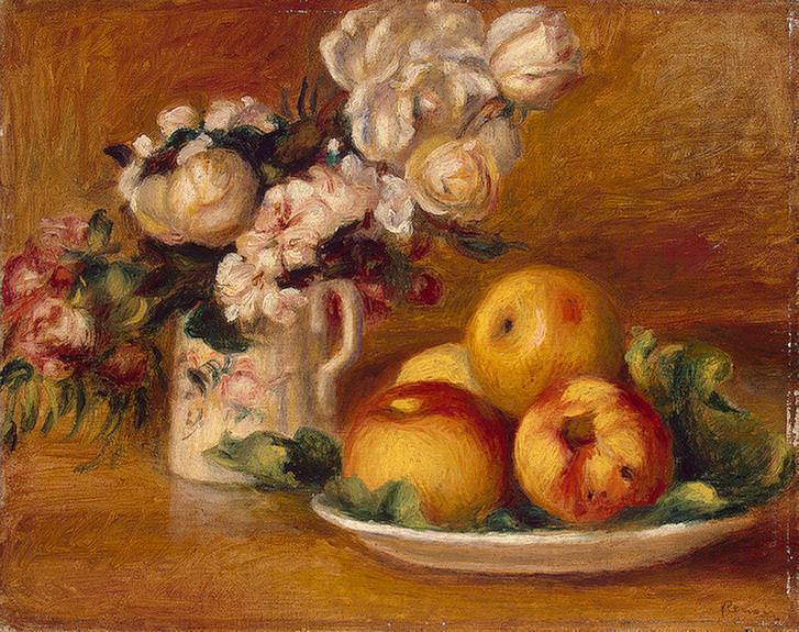 Яблоки и цветы картина