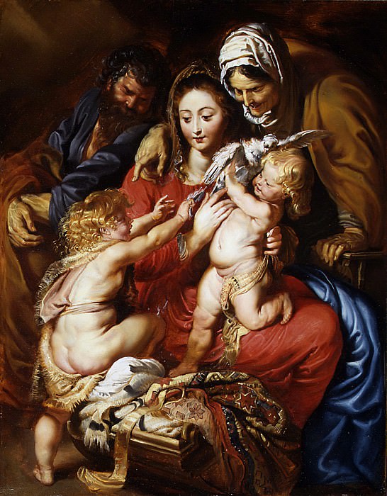 Святое семейство со святой Елизаветой, святым Иоанном и голубем картина