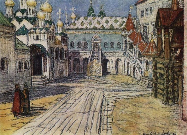 Царская площадка и Красное крыльцо Грановитой палаты в Кремле. 1904 картина