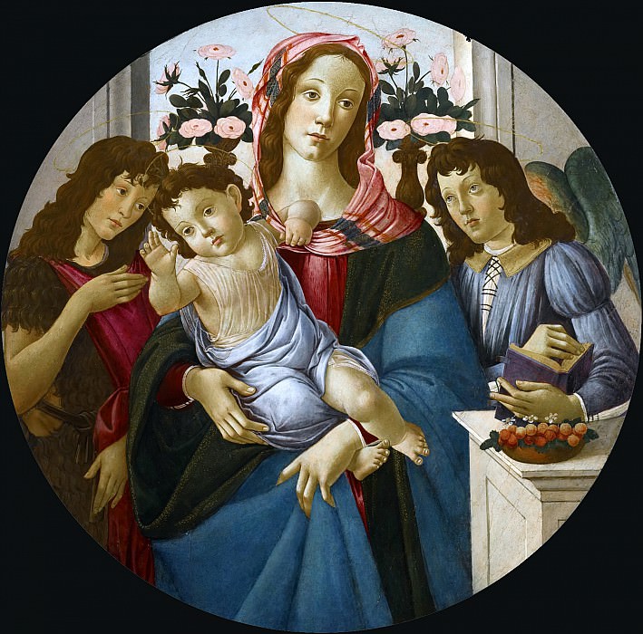 Мадонна с Младенцем, Иоанн Креститель и ангел у окна картина