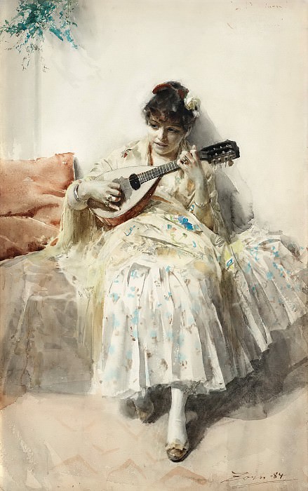 Девушка с мандолиной картина
