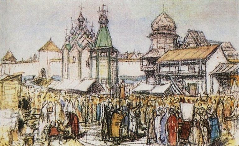 Торг около Кремля. 1930 картина