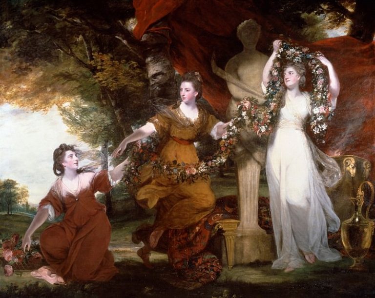 Рейнольдс, Джошуа – Три леди, украшающие терм Гименея картина