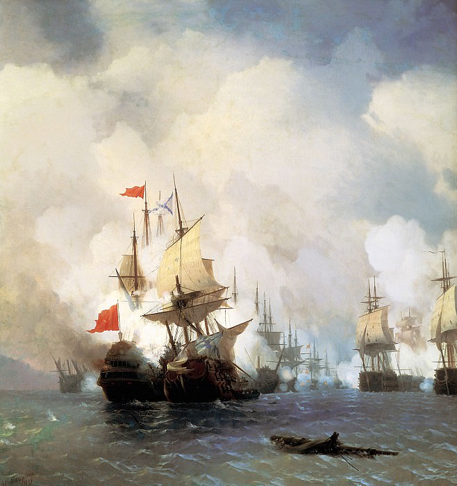 Бой в Хиосском проливе 24 июня 1770 г. 1848 220х190 картина