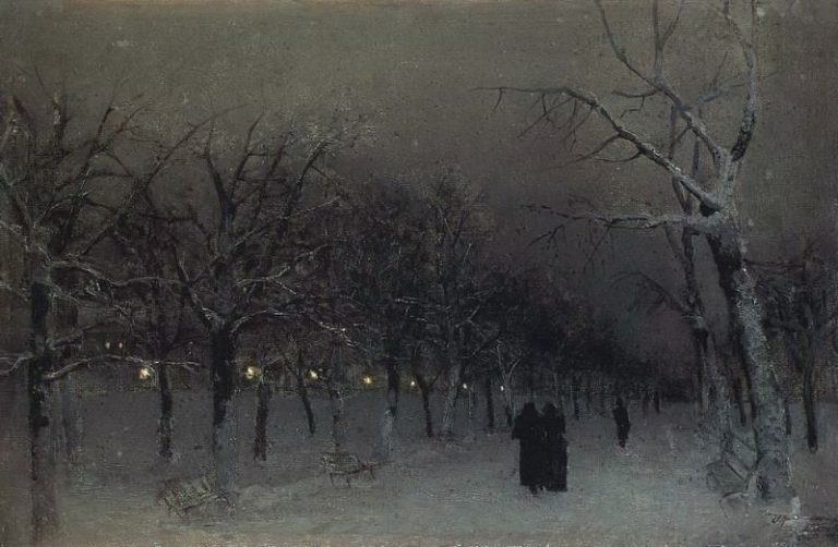 Бульвар зимой. 1883 картина