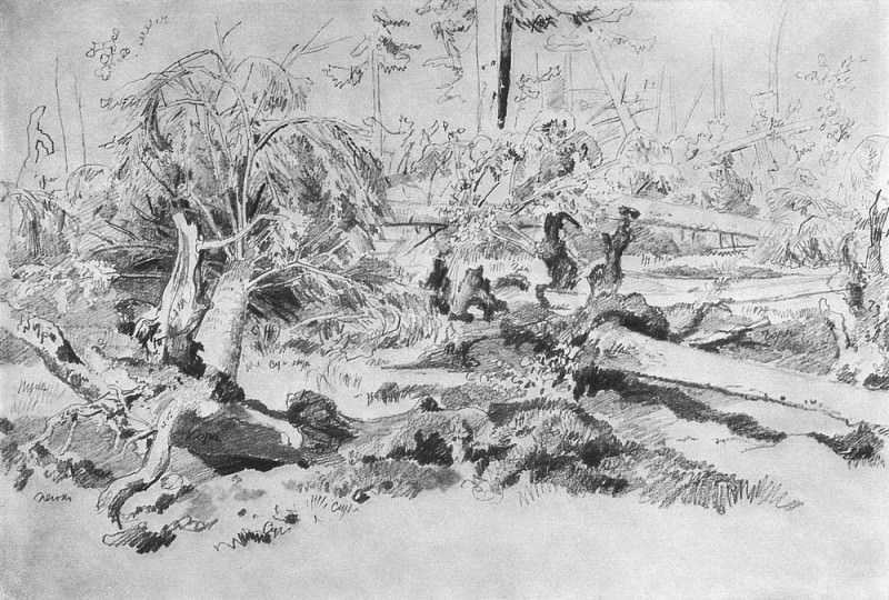 Поваленное дерево 1870-е 32х47 картина