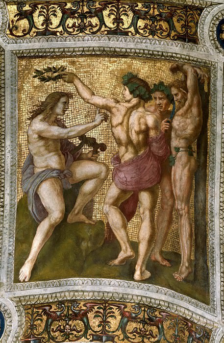 Станца делла Сеньятура: Роспись потолка (фрагмент) – Аполлон и Марсий картина