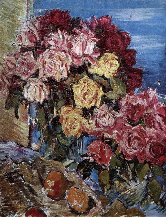 Розы на фоне моря. 1930-е картина