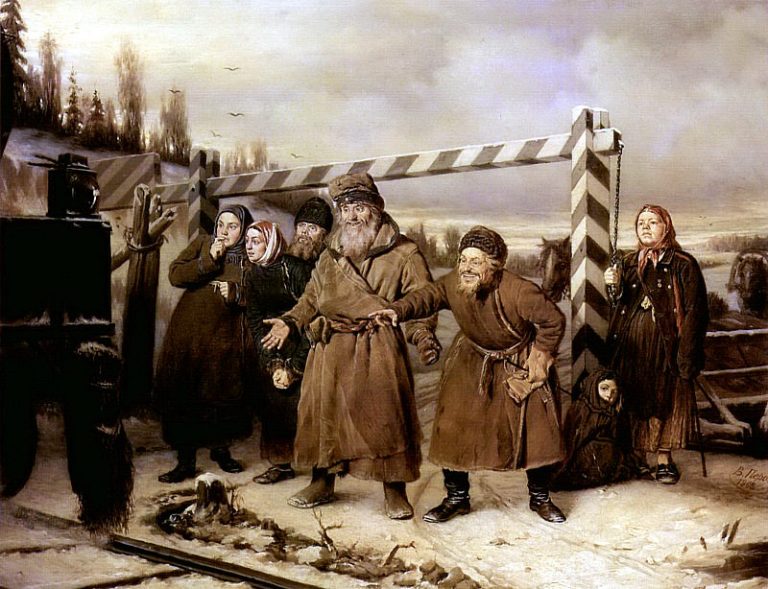 На железной дороге. 1868 Х. , м. 52х66 ГТГ картина