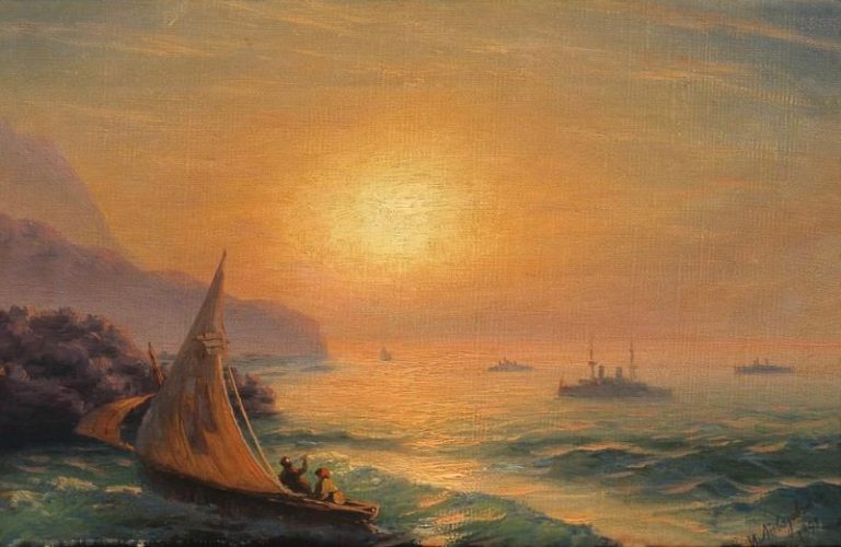Закат на море 1899 23х35 картина