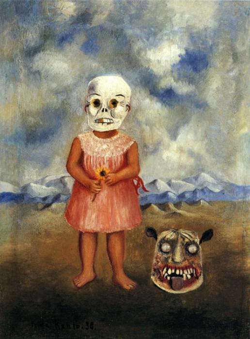 Девочка с маской смерти картина