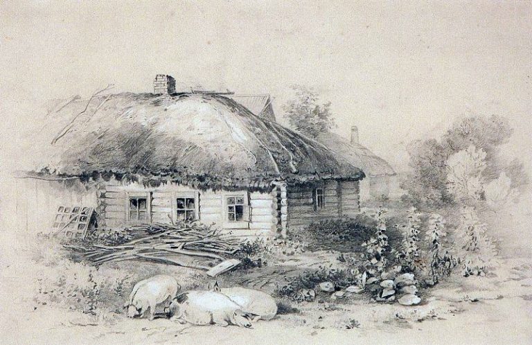 Пейзаж с избушкой. 1860-е картина