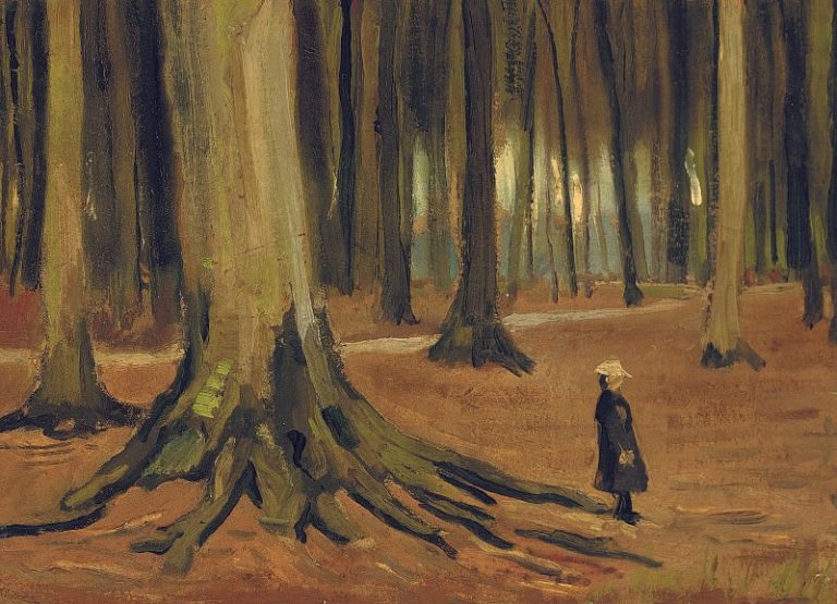 Девочка в лесу картина
