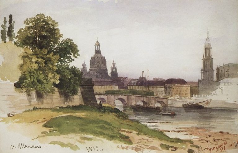 Дрезден. Мост Августа. 1862 16х24 картина