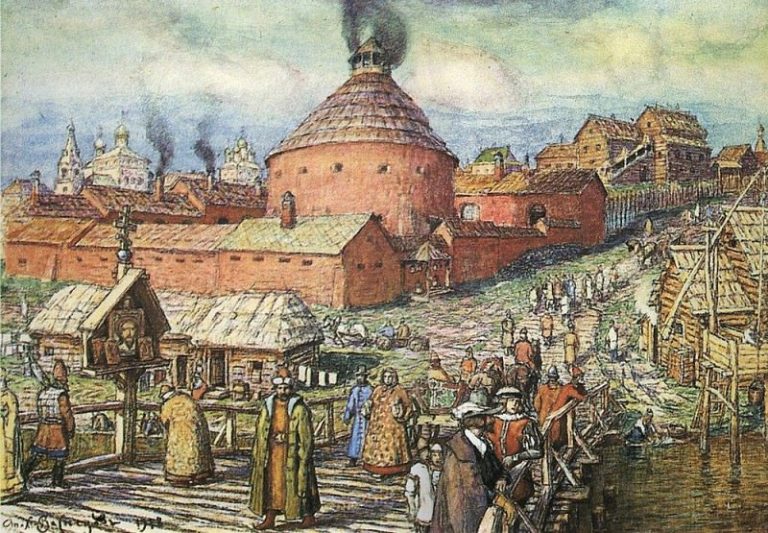 Пушечно-литейный двор на реке Неглинной в XVII век. 1918 картина