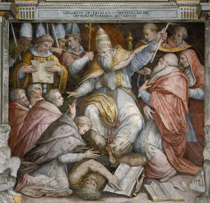 Папа Григорий IX отлучает от церкви Фридриха II картина