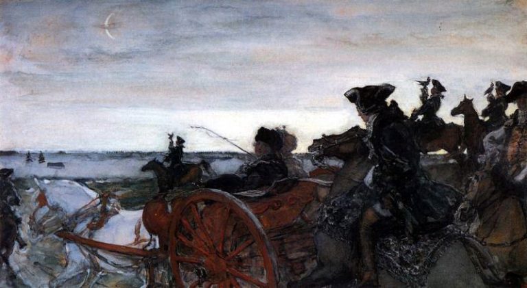 Выезд Екатерины II на соколиную охоту. 1902 картина