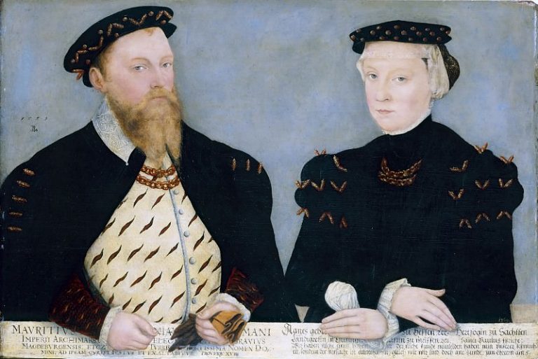 Лукас Кранах II – Мориц, курфюрст саксонский, с женой Агнессой картина