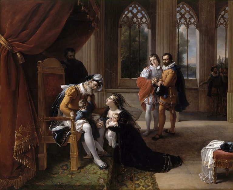 Эжени Сервье – Инес де Кастро с детьми просит португальского короля Альфонса IV милосердия для мужа дона Педро в 1335 году картина