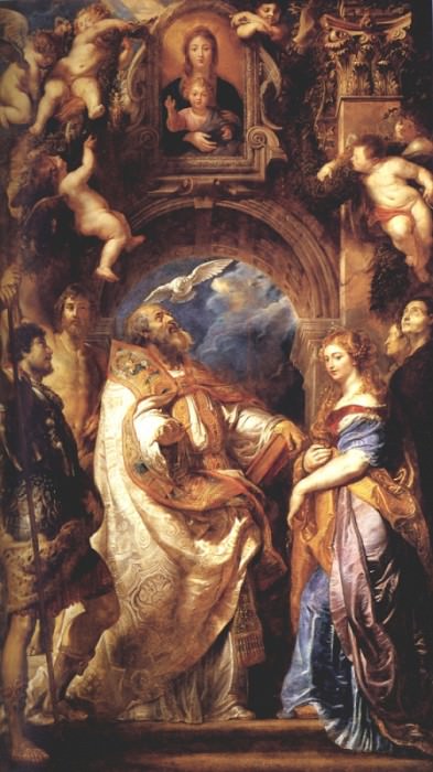Святой Григорий со свв Домициллой, Маврикием и Папианом картина