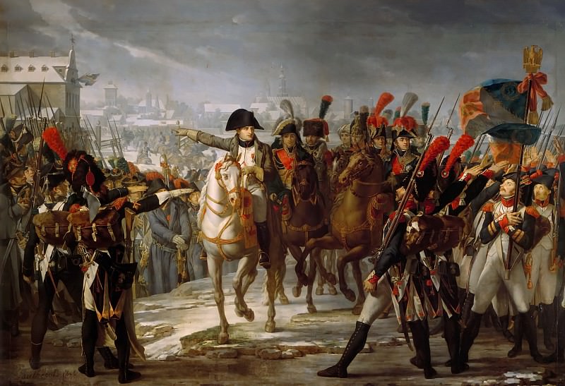 Готро, Клод – Наполеон ведет армию через мост Лех близ Аугсбурга 12 октября 1805 года картина