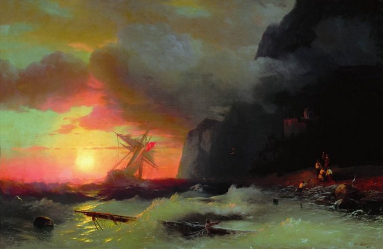 Кораблекрушение у Афонской горы 1856 97х148 картина