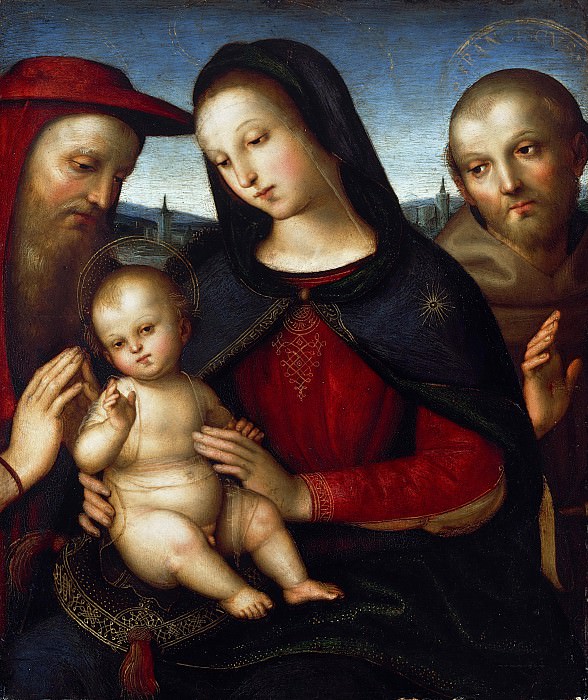 Мадонна с благословляющим Младенцем со свв Иеронимом и Франциском картина