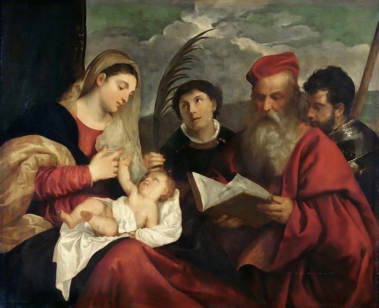 Мадонна с Младенцем со свв Стефаном, Иеронимом и Маврикием картина