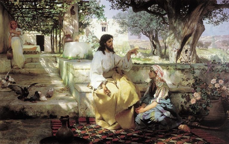 Христос у Марфы и Марии картина