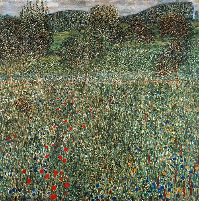 Фруктовый сад с полевыми цветами картина