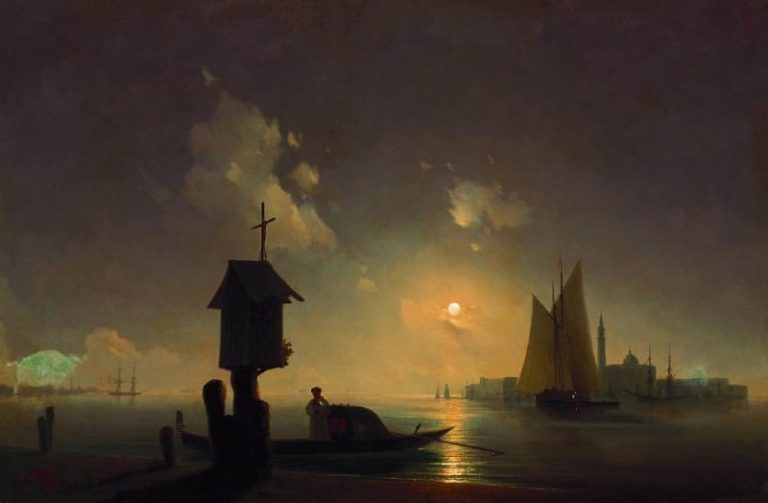 Морской вид с часовней на берегу 1845 58х88 картина