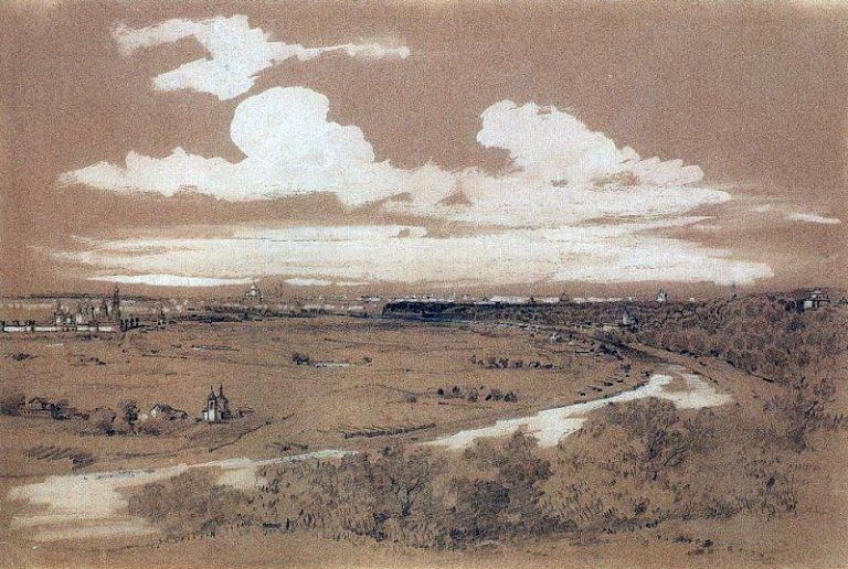 Вид Москвы с Воробьевых гор. 1850-е картина