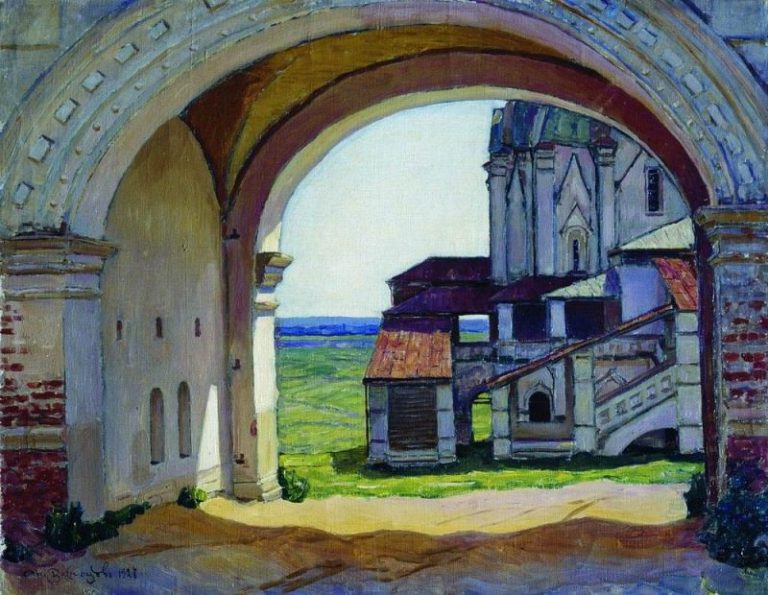 Коломенское. Ворота башни Часозвон. 1927 картина