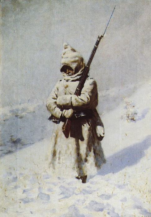 Солдат на снегу. 1877-1878 картина