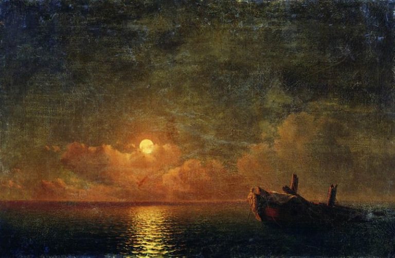 Лунная ночь. Разбитый корабль 1871 56х93 картина