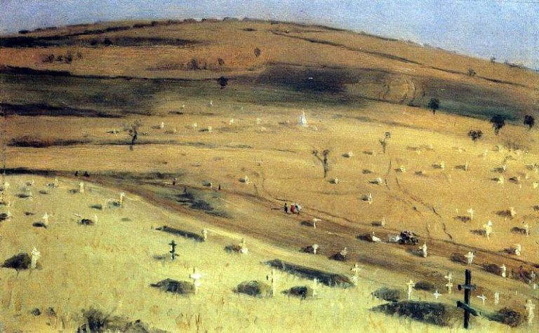 Место битвы 18 июля 1877 г. перед Кришинским редутом под Плевной. 1877-1880 картина