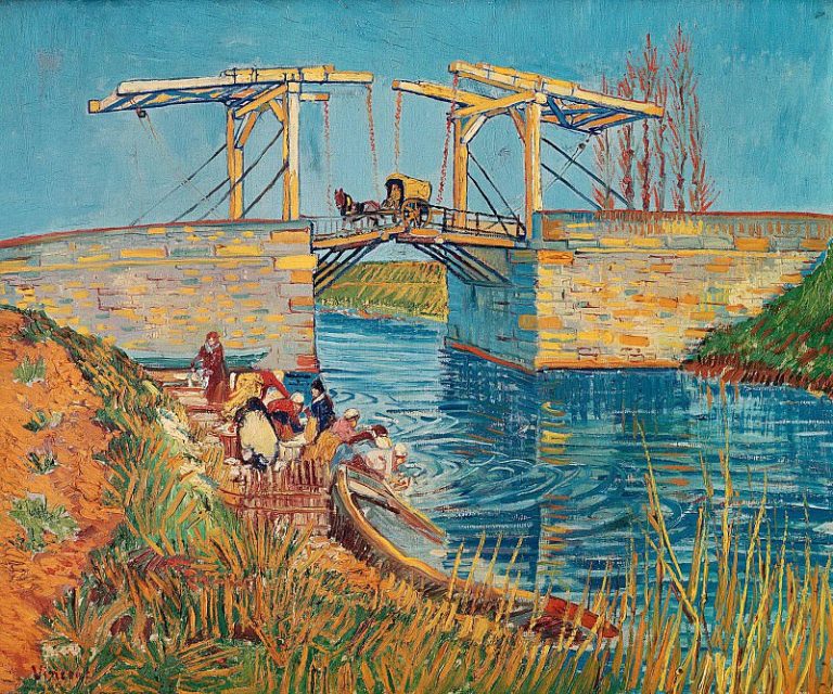 Мост Ланглуа в Арле с прачками картина