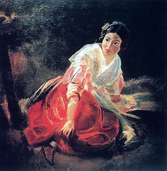 Девушка в лесу. 1851-1852 картина