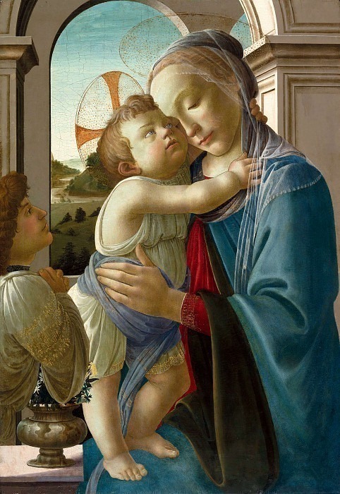 Богородица с младенцем и ангелом картина