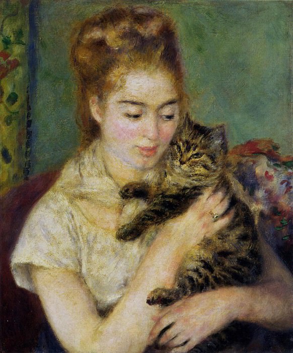 Женщина с кошкой картина