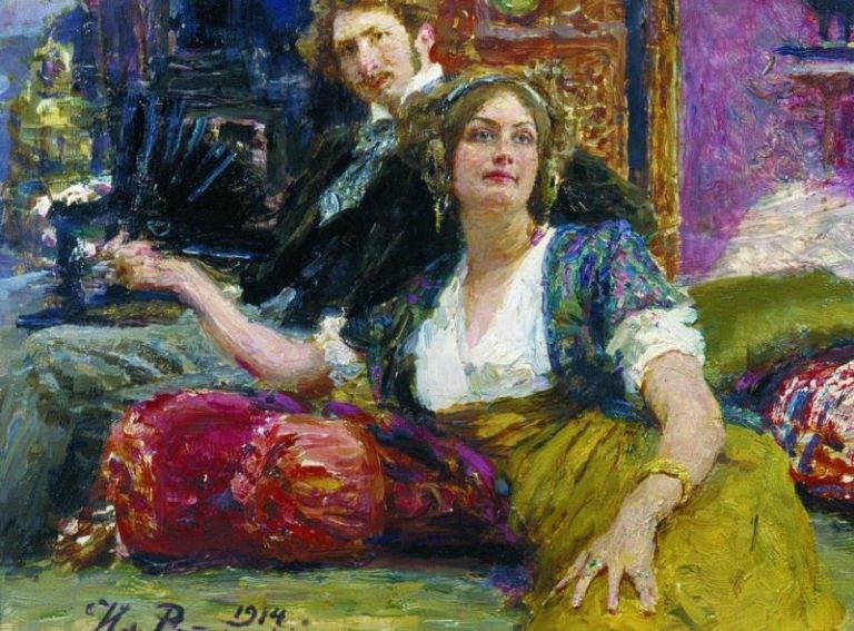 Портрет поэта С. М. Городецкого с женой картина