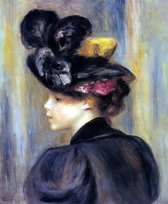 Молодая женщина в черной шляпе картина