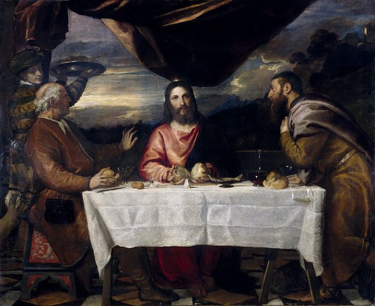 Ужин в Эммаусе (Тициан и мастерская) картина