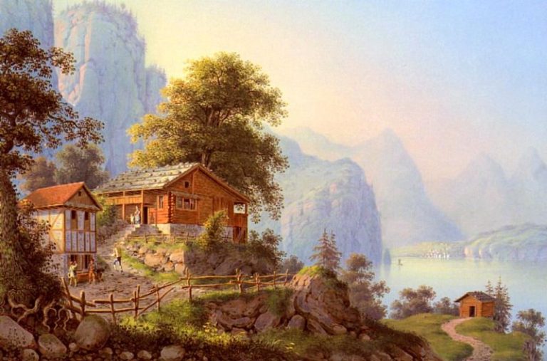 Блёйлер, Людвиг – Вид на Грютли над озером четырех кантонов картина
