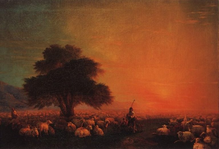 Овцы на пастбище 1850-е 60х89,5 картина