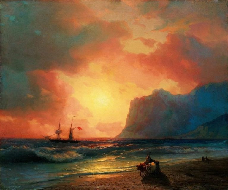 Заход солнца на море 1866 картина