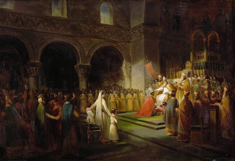 Франсуа Дюбуа – Помазание на царство Пипина Короткого в аббатстве Сен-Дени картина