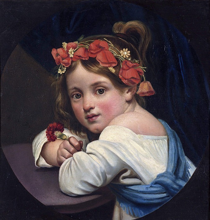 Девочка в маковом венке, с гвоздикой в руке (Мариучча) картина